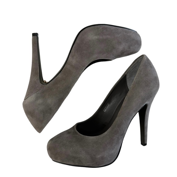 ASH Eloise Grey Suede Stiletto Platform High Heels Size 38/ US 7.5-8 - Picture 6 of 16
